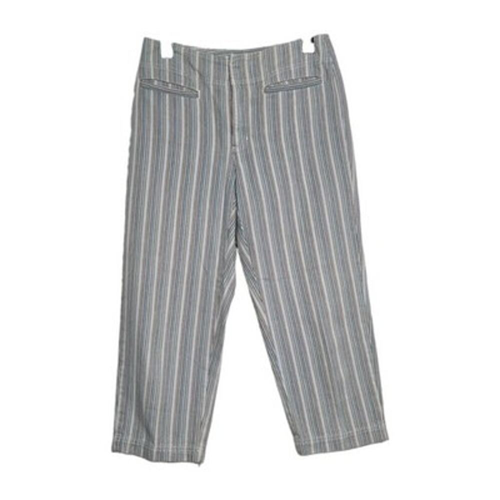 Liz Claiborne Michaela Cropped Striped Pants Womens 8 Coastal Cotton Boho Y2K
